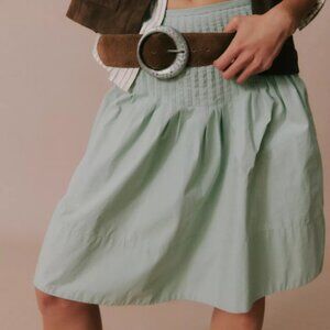 New with Tags Women Peyton Pintuck Midi Skirt Color Sea Sage